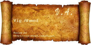 Vig Ahmed névjegykártya